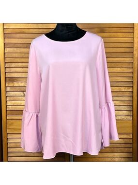Apt. 9 Womens Cascade Pink Long Bell Sleeve Crew Neck Casual Blouse Top XL EUC